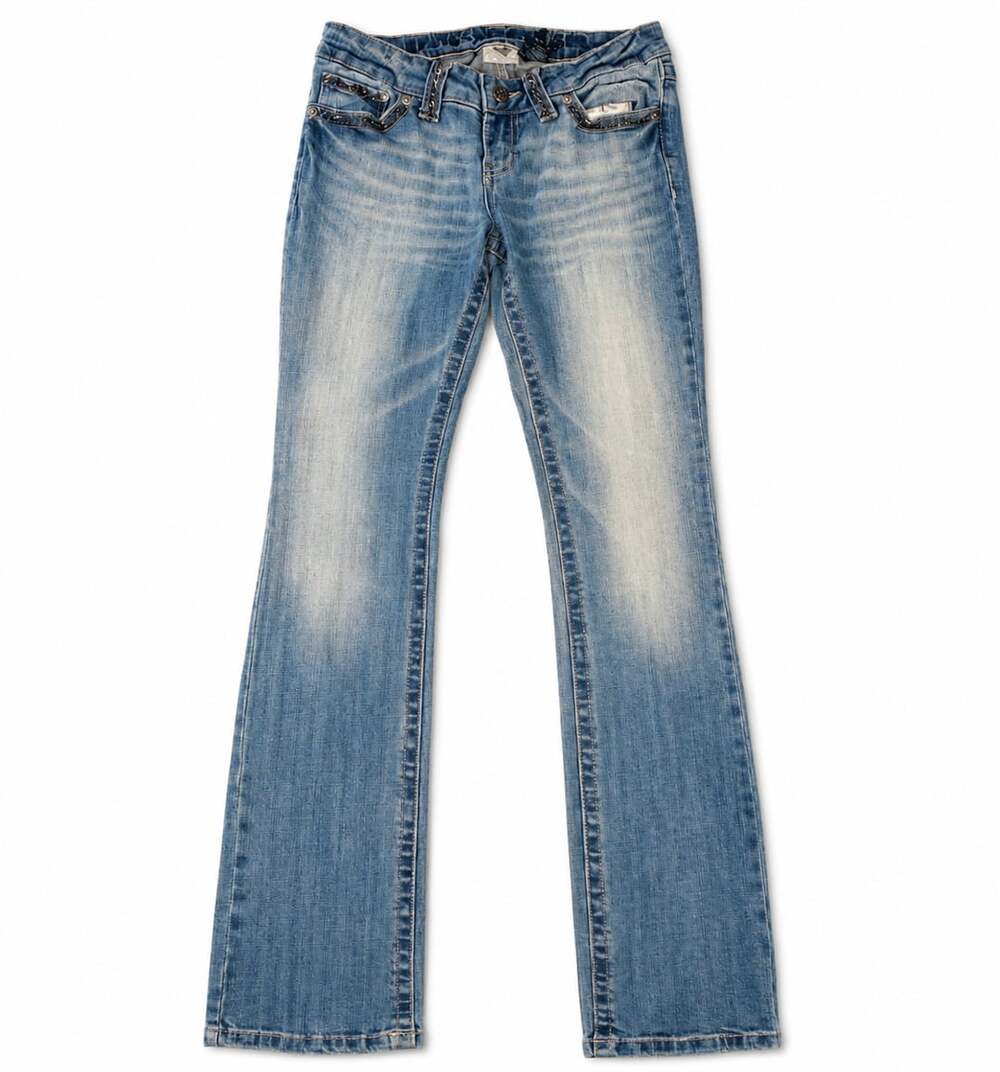 Harley-Davidson Women's Embellished Chain Pocket Low Rise Bootcut Jeans